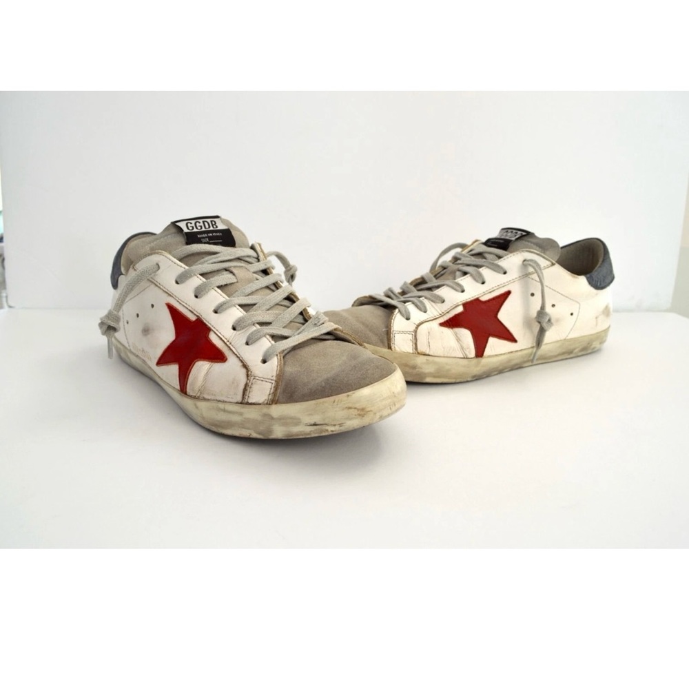 Golden Goose White Sneakers with Red Star men size 42 leather and suede